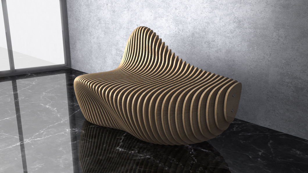 CNC WOODARTS Hawaii - Parametric Wave bench artistic modern bench style