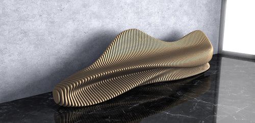 PArametric Flowing Artisitc Modern Bench - Futuristic design with wood setions - CNC WOODARTS