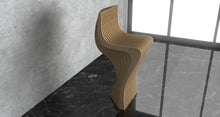 Load image into Gallery viewer, Parametric bar stool, wood acrylic or plywood, flowing wave like shape. Customizabel colors, and size  made by CNC woodarts
