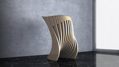 CNC WOODARTS HAWAII - Parametric Geometry Wavy Wood End table night stand