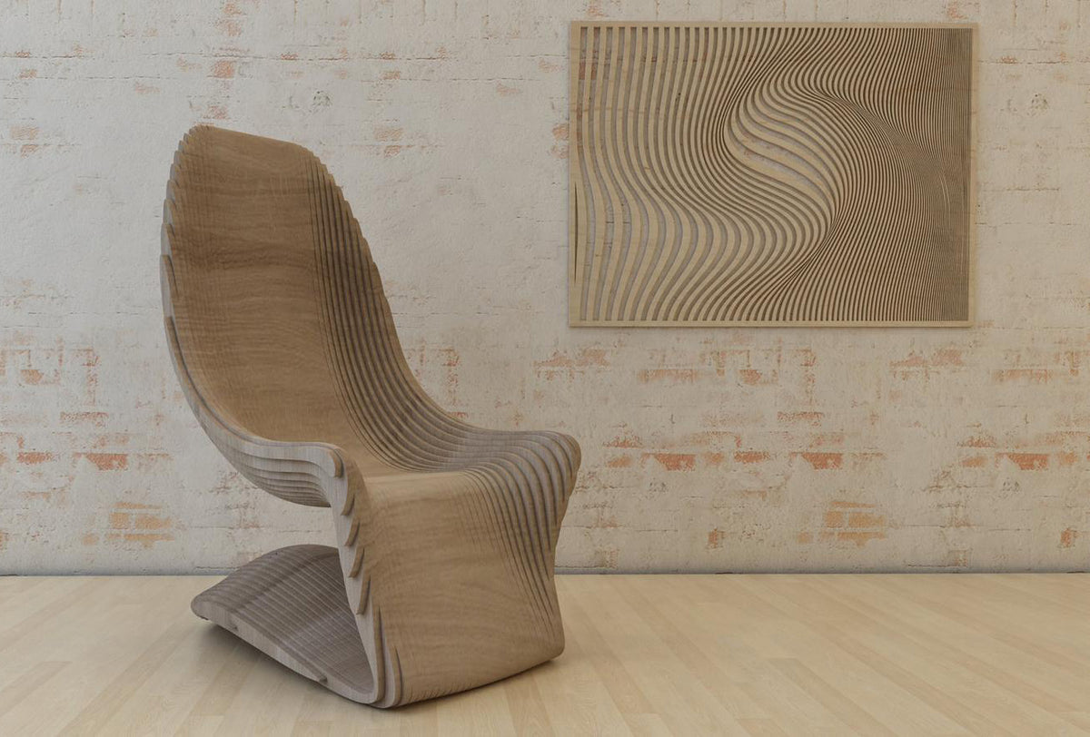 Parametric Art - Chair 3d printing, cnc maching routing and laser engraving