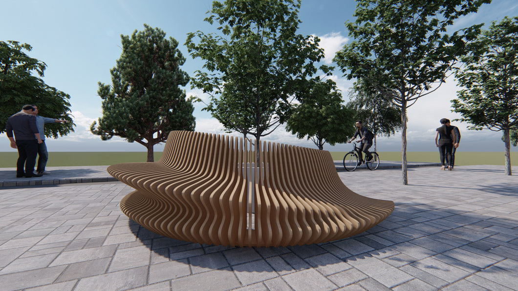 Design F16 - Parametric Wave Round Spiral Bench