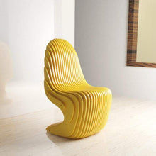 Load image into Gallery viewer, CNC Woodarts Parametric Cascade Wood Chair. Modern, wave design bsed on paremetric modeling and segmented 2d parts. A unique design, curvy, musical and artistic. Made in Hawaii.
